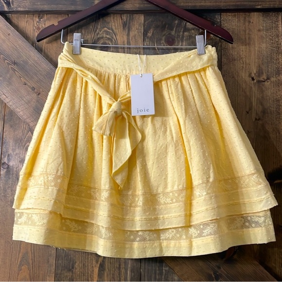 Joie Dresses & Skirts - Joie Amerie Mini Skirt Banana Yellow Cotton Lace Hem Sample Size 4 NWT